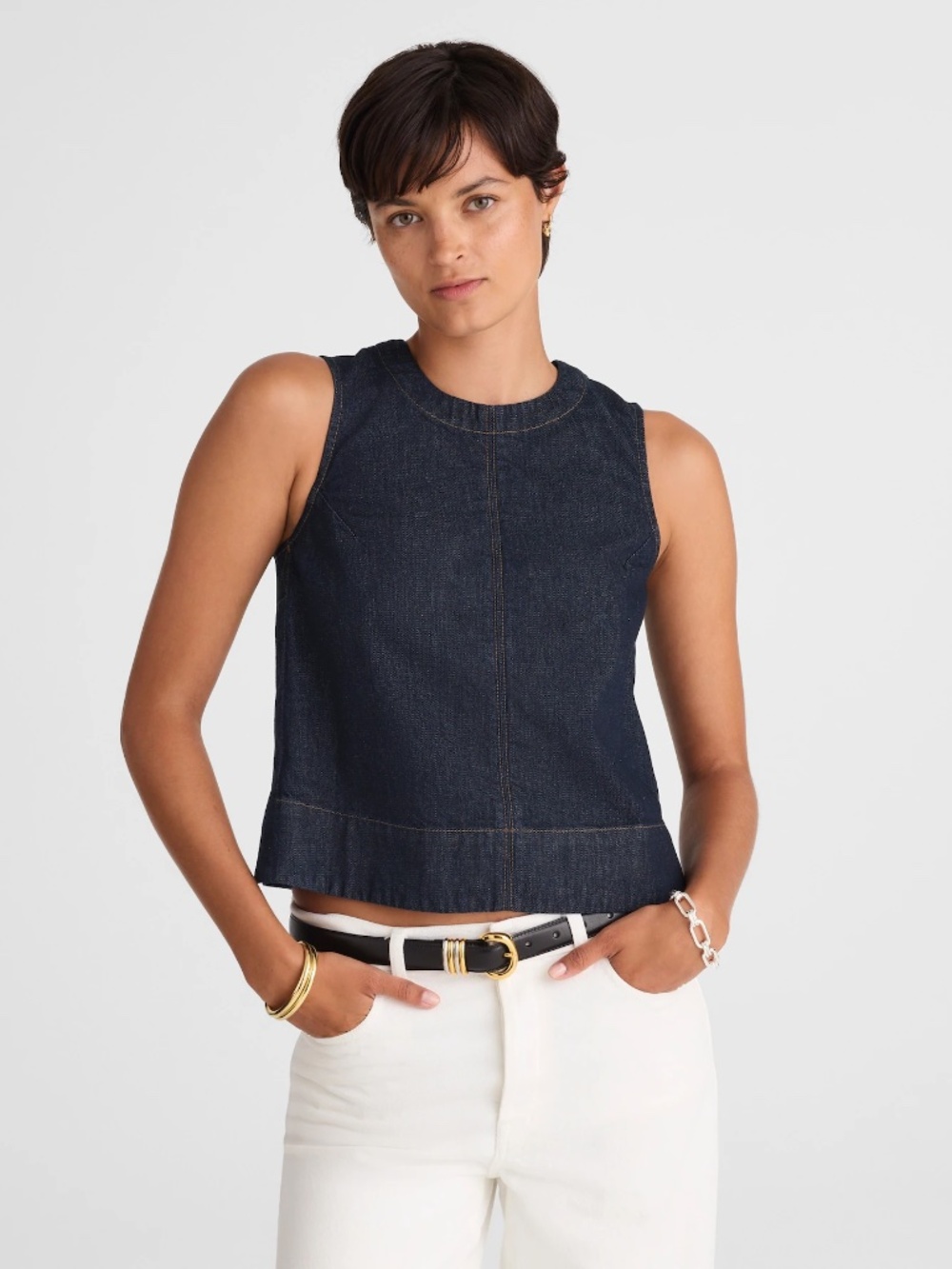 NWT Madewell Denim Boxy Shell Top